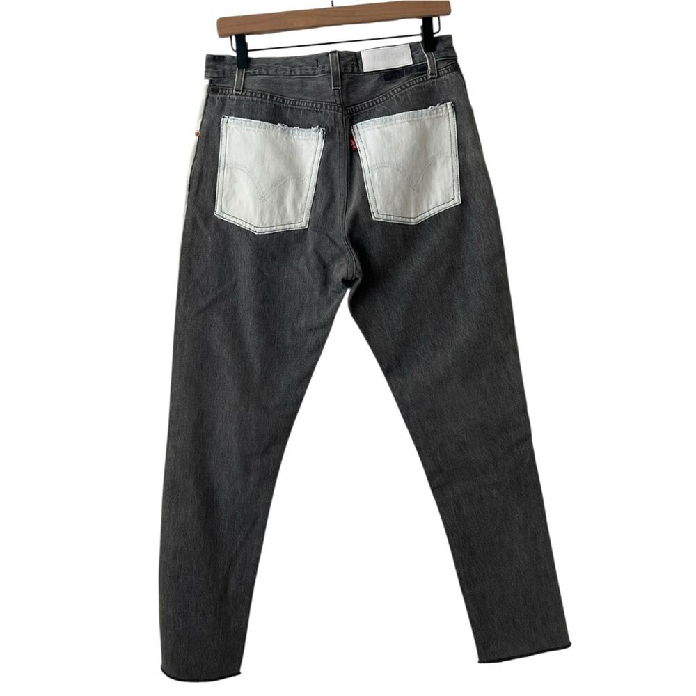 RE DONE X Levi’s Black & White Panel High Rise Raw Hem Jeans Size 29 - Picture 3 of 11